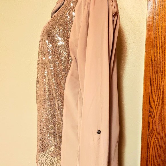 Vanity Sequined Light Brown Blouse - Picture 3 of 7
